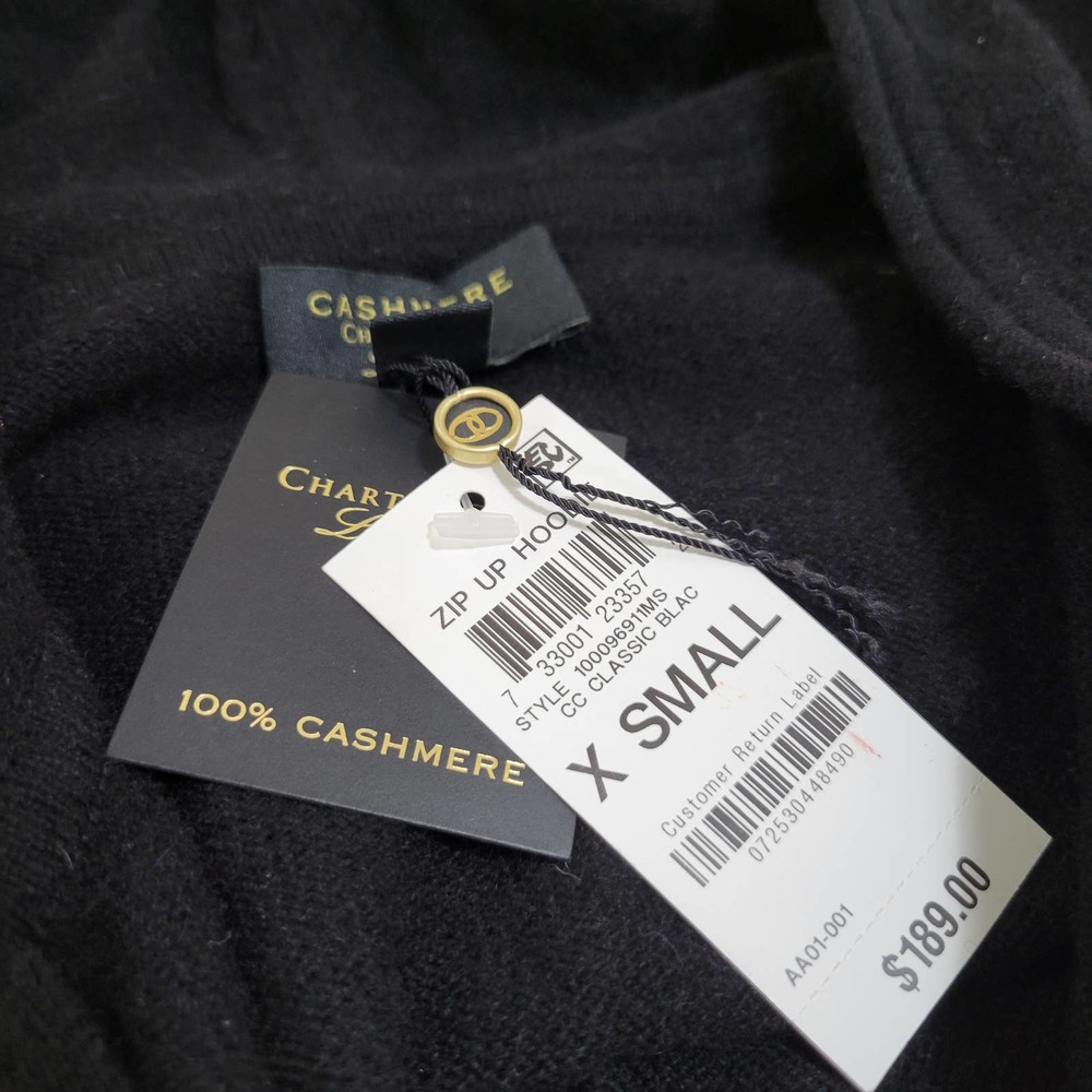 SOLD //Charter Club Women's 100% Cashmere Zip Hoodie Black NWT $189 Size X-Small - Picture 10 of 11